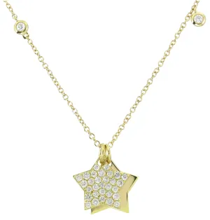 0.43ct tw Double Layered Star Pave Diamond Pendant Necklace