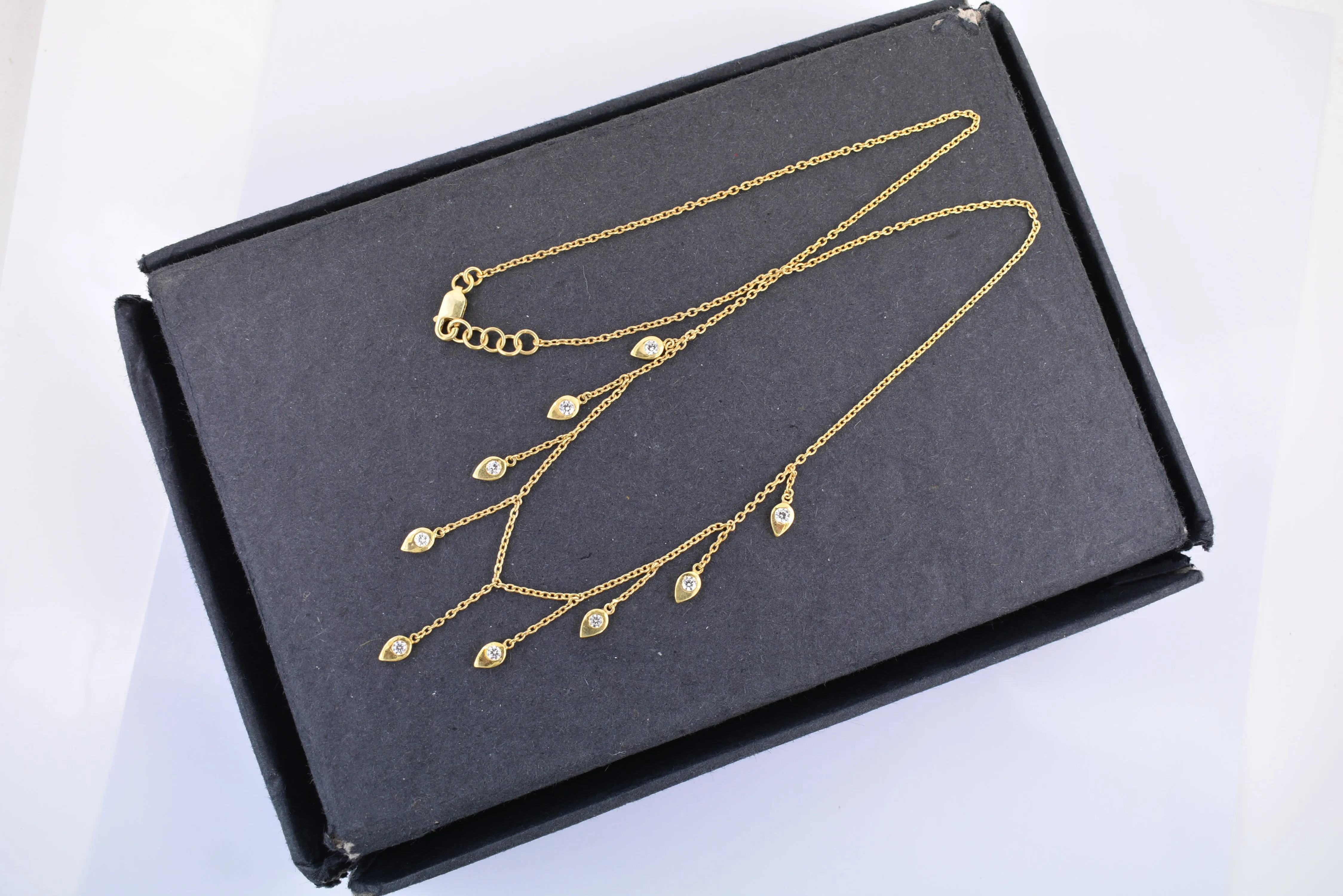 0.45 Ct Designer White Diamond Chain Necklace in 925 Sterling Silver. Amazing Collection & Great Sparkle. Certified Diamonds!