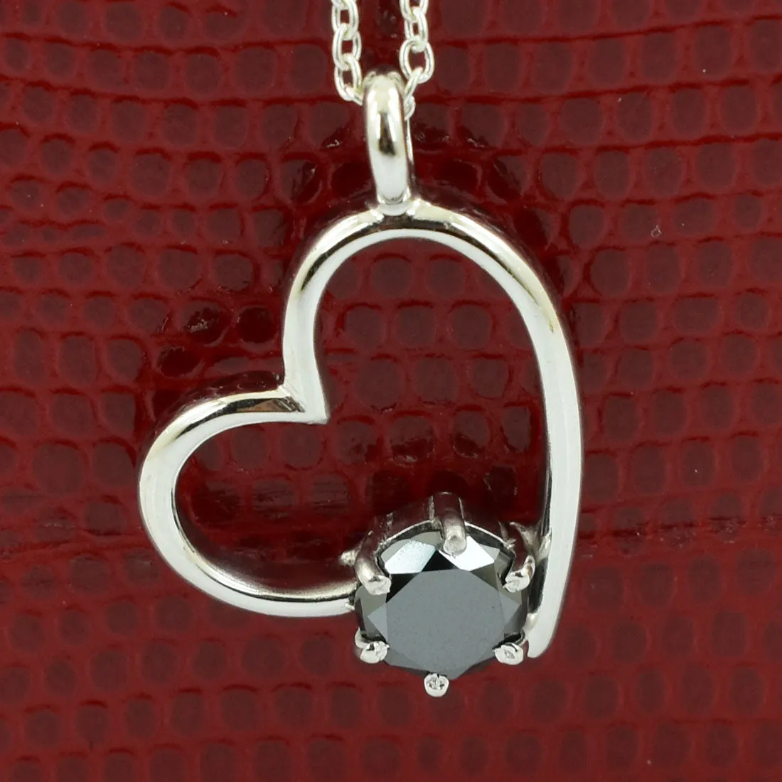 1 Ct AAA Quality Heart Shape Black Diamond Solitaire Pendant in 925vSilver- Great Design & Luster