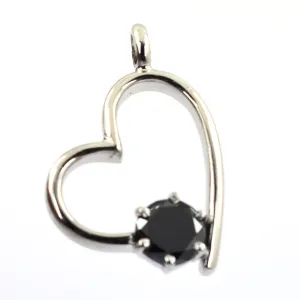1 Ct AAA Quality Heart Shape Black Diamond Solitaire Pendant in 925vSilver- Great Design & Luster