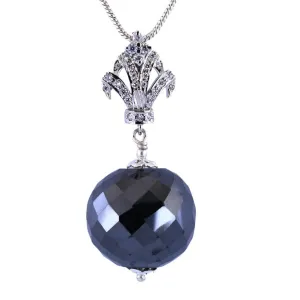 10 mm Certified Black Diamond Bead with Accents Loop Chain Necklace, New Collection & Great Shine