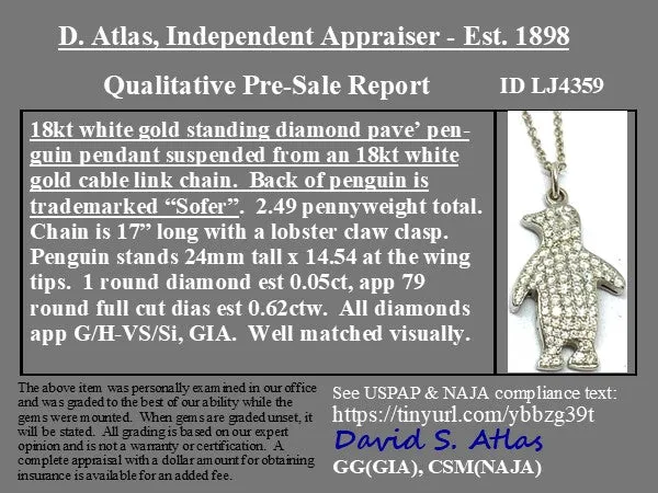 1.00ctw Diamond Penguin Charm Pendant