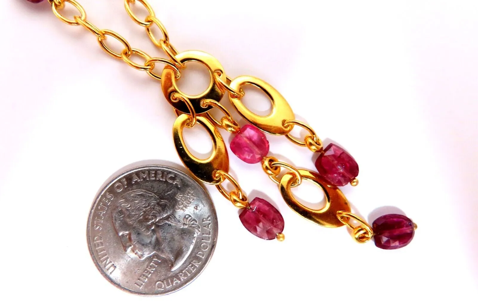10ct Natural Tourmaline Dangle Necklace 14kt