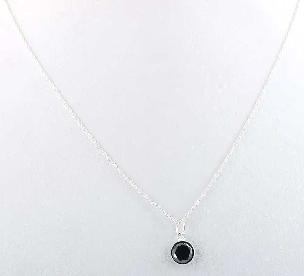 1.25 Ct AAA Quality Certified Black Diamond Solitaire Pendant in Bezel Style- Great Shine & Luster