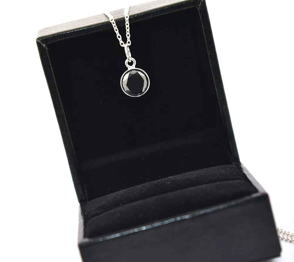 1.25 Ct AAA Quality Certified Black Diamond Solitaire Pendant in Bezel Style- Great Shine & Luster