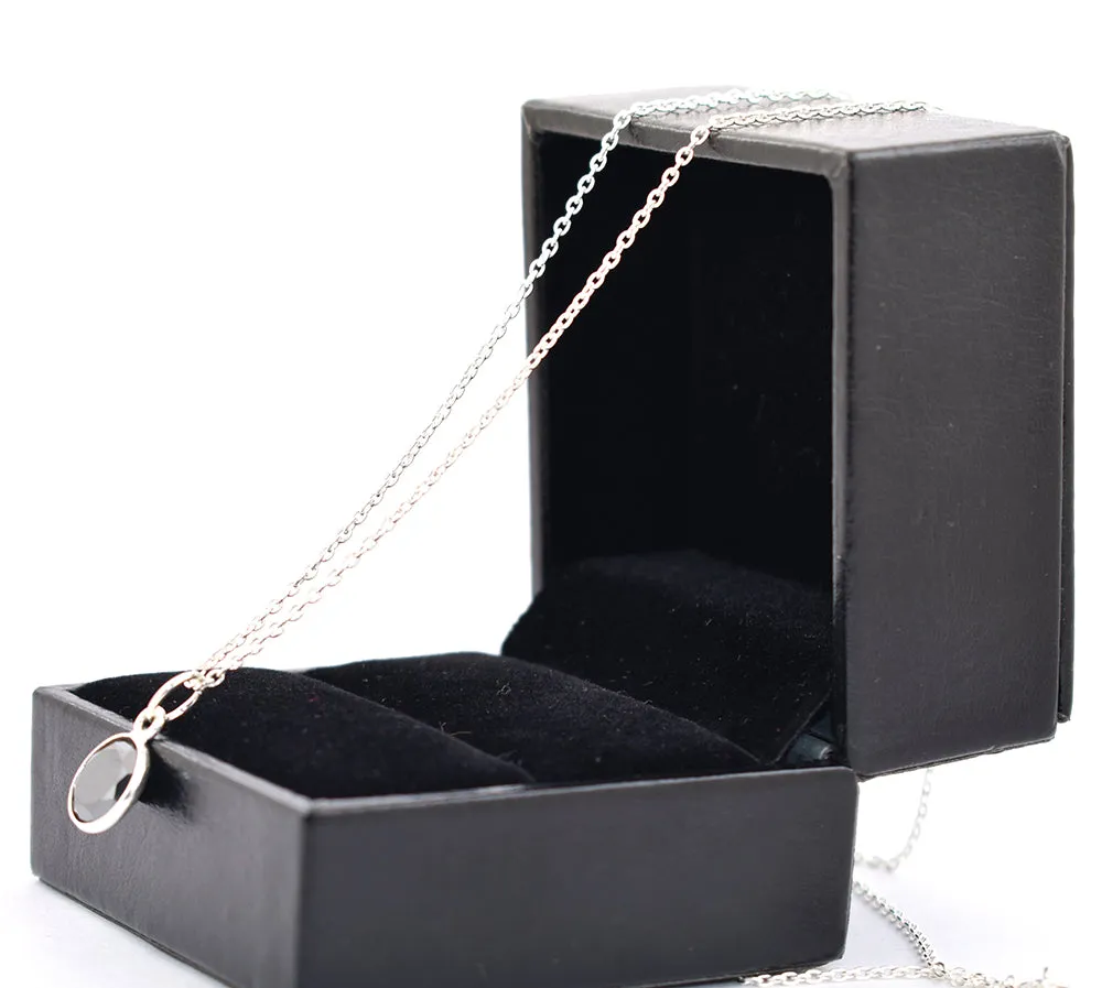 1.25 Ct AAA Quality Certified Black Diamond Solitaire Pendant in Bezel Style- Great Shine & Luster