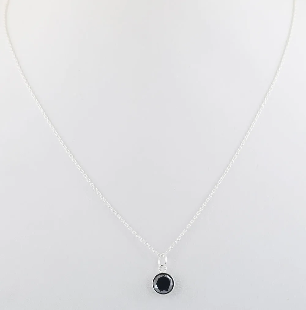 1.25 Ct AAA Quality Certified Black Diamond Solitaire Pendant in Bezel Style- Great Shine & Luster