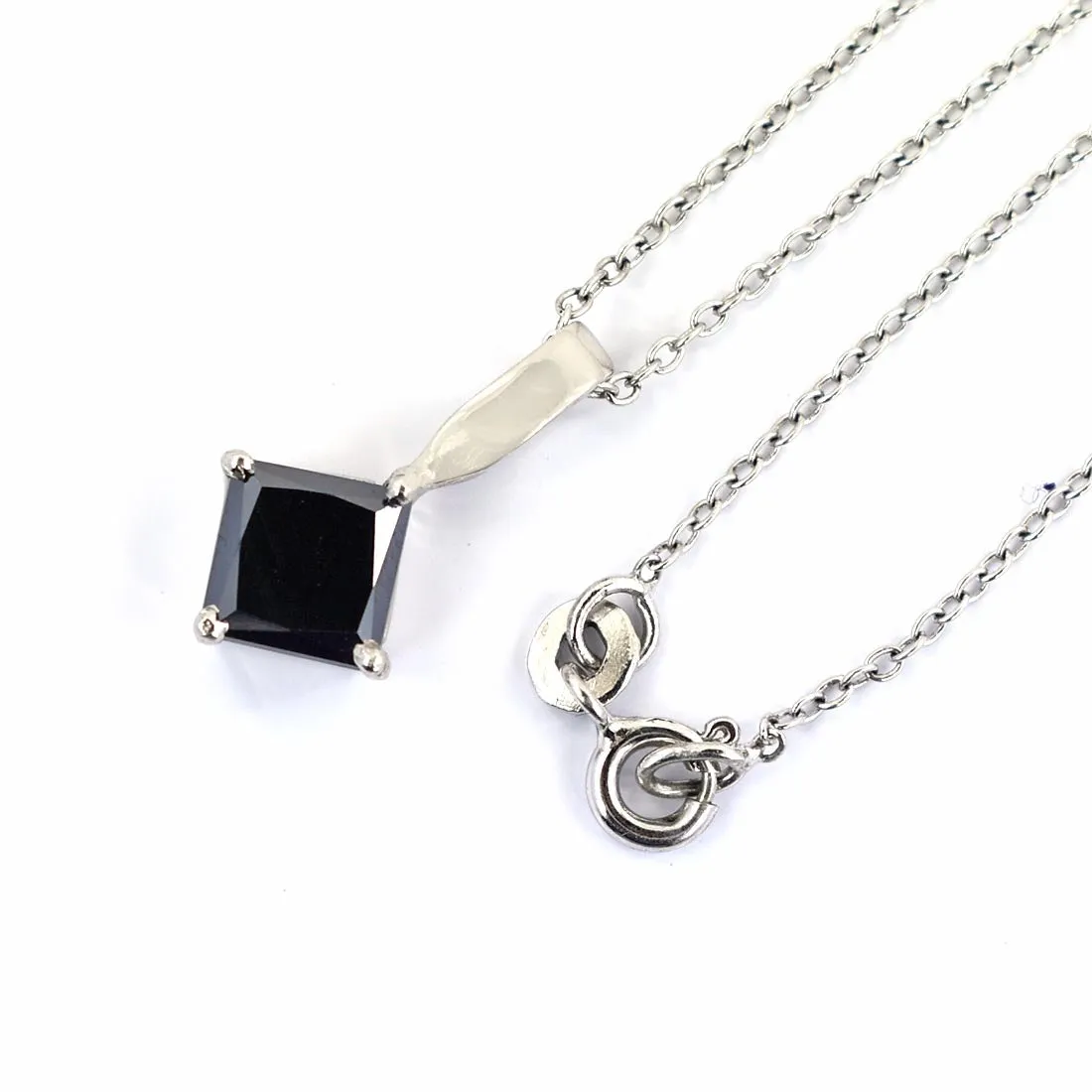 1.25 Ct Princess Shape Black Diamond Pendant In 925 Silver- Ideal Gift for Anniversary, Birthday, Christmas