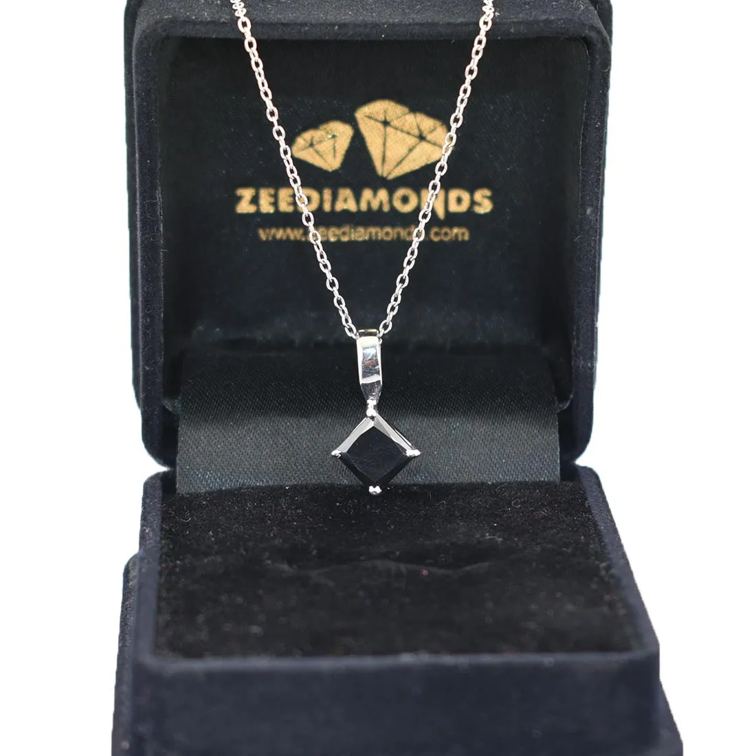 1.25 Ct Princess Shape Black Diamond Pendant In 925 Silver- Ideal Gift for Anniversary, Birthday, Christmas