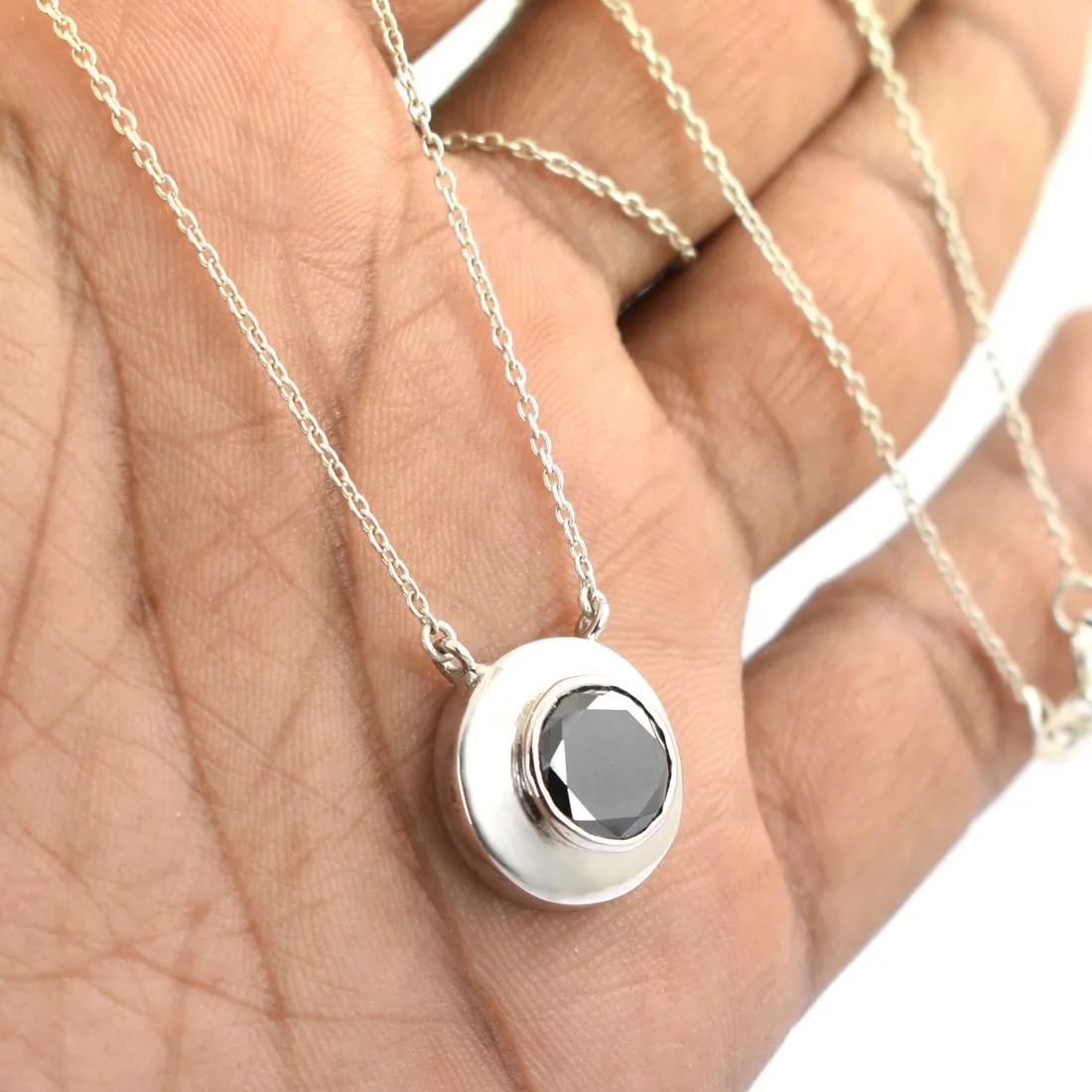 12.80 Ct AAA Quality Brilliant Cut Black Diamond Solitaire Pendant in Bezel Setting, Ideal Gift for Anniversary, Birthday