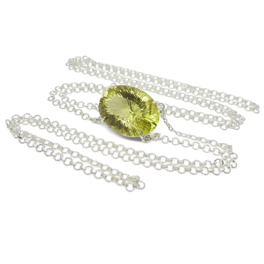138ct Oval Yellow Phantom Citrine Body Chain Pendant set in Sterling Silver