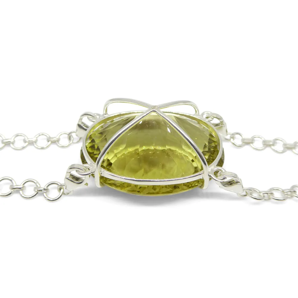 138ct Oval Yellow Phantom Citrine Body Chain Pendant set in Sterling Silver