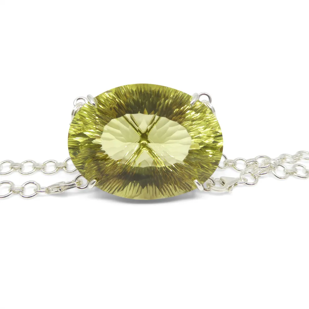 138ct Oval Yellow Phantom Citrine Body Chain Pendant set in Sterling Silver