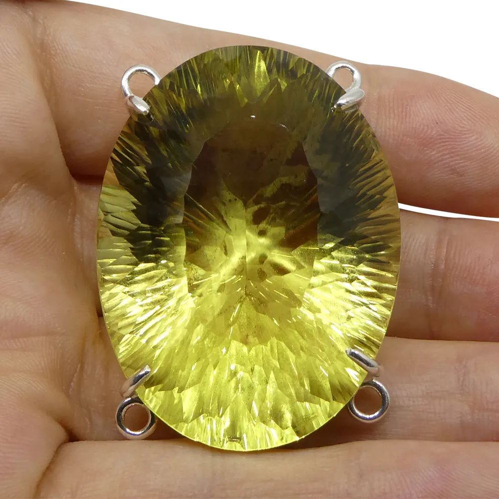 138ct Oval Yellow Phantom Citrine Body Chain Pendant set in Sterling Silver