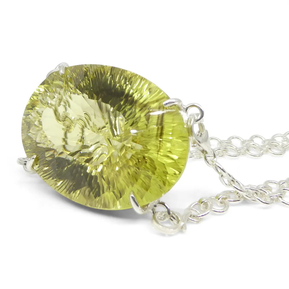 138ct Oval Yellow Phantom Citrine Body Chain Pendant set in Sterling Silver