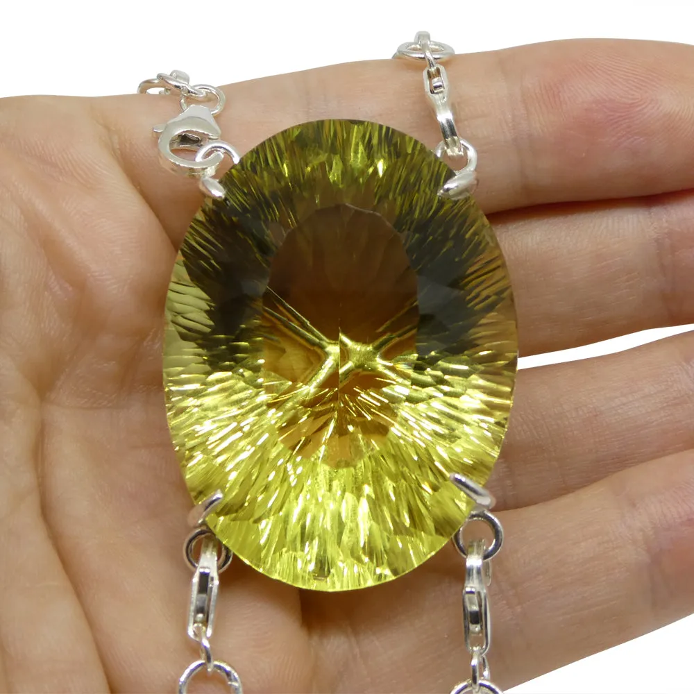 138ct Oval Yellow Phantom Citrine Body Chain Pendant set in Sterling Silver