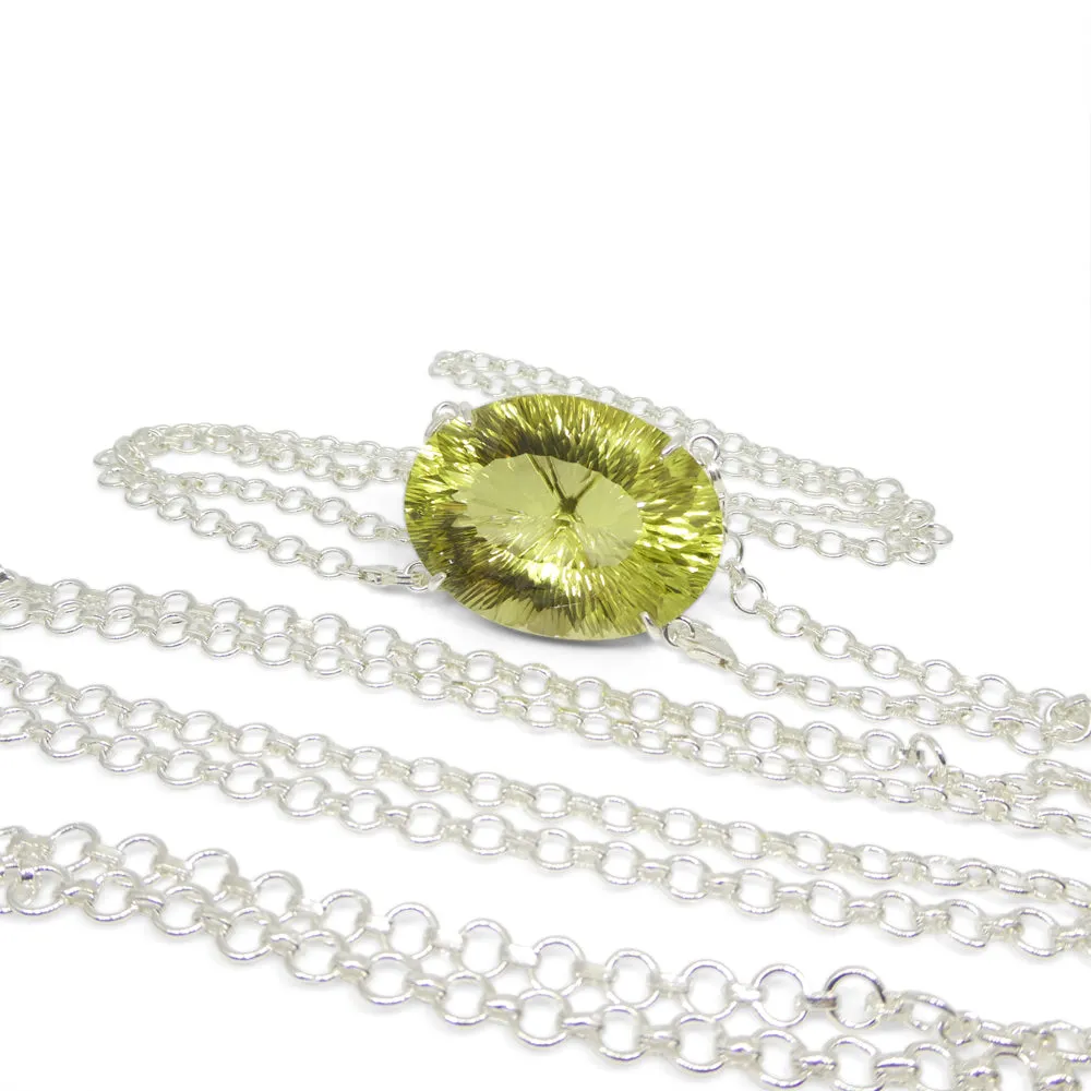 138ct Oval Yellow Phantom Citrine Body Chain Pendant set in Sterling Silver