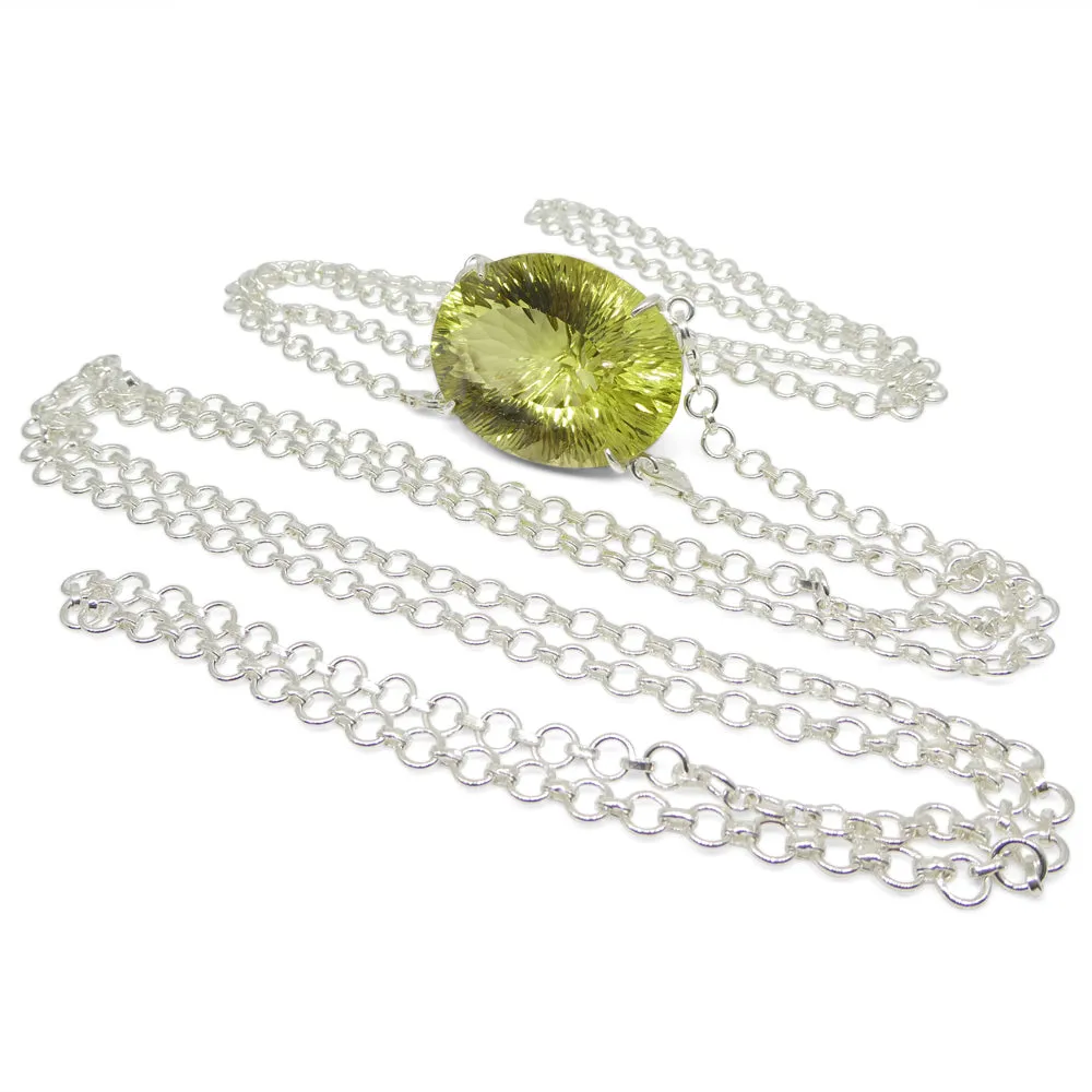 138ct Oval Yellow Phantom Citrine Body Chain Pendant set in Sterling Silver