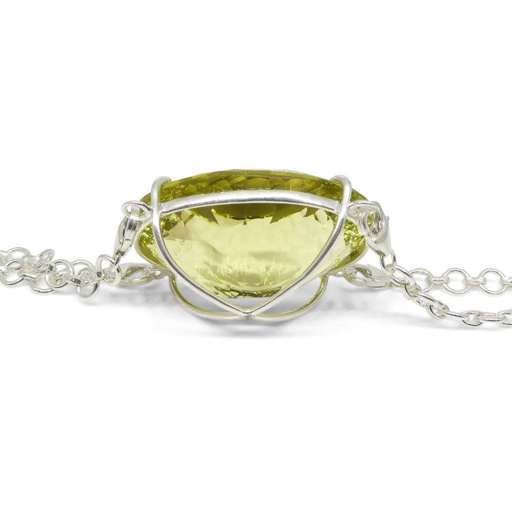 138ct Oval Yellow Phantom Citrine Body Chain Pendant set in Sterling Silver