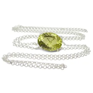 138ct Oval Yellow Phantom Citrine Body Chain Pendant set in Sterling Silver