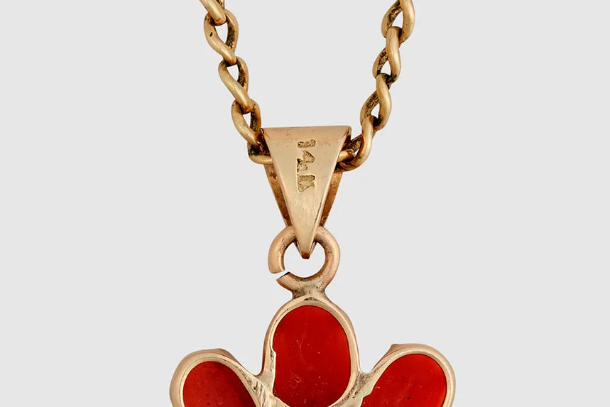 14k Gold & Coral Pendant