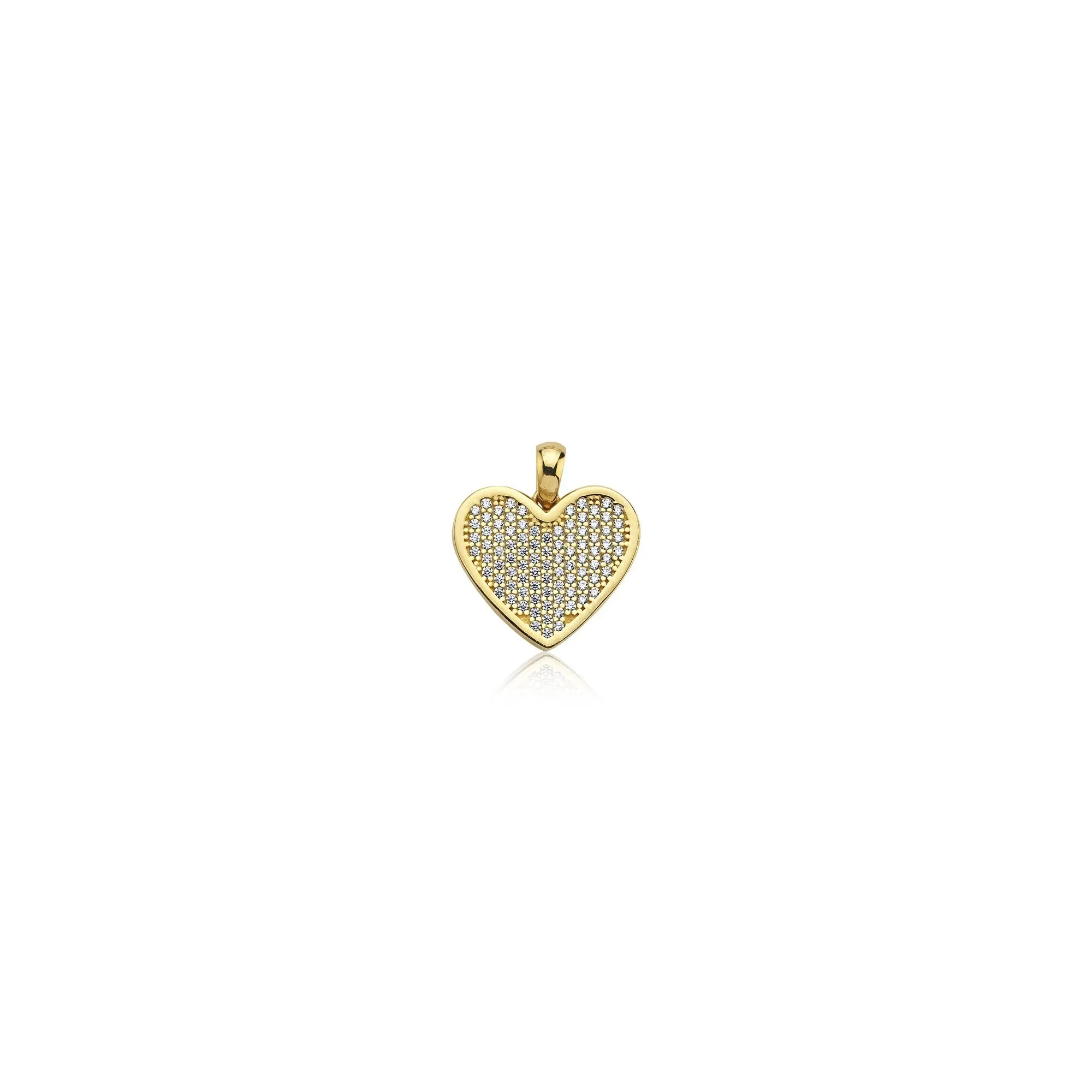 14k Gold Figaro Chain Stone Heart Necklace