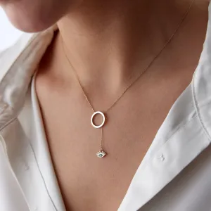 14k Gold Ring Pendant Eye Necklace