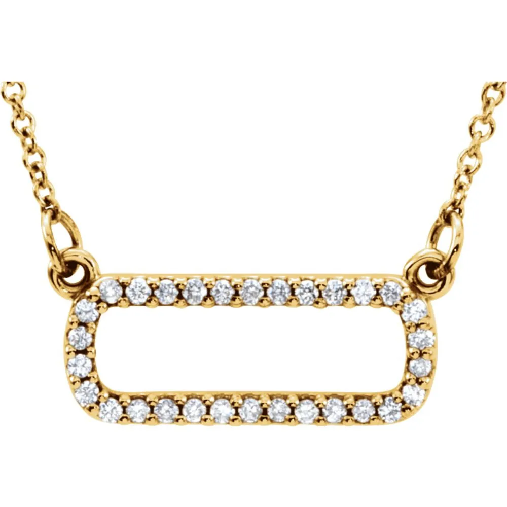 14k Yellow Gold 1/6 CTW Diamond Soft Rectangle 16" Necklace