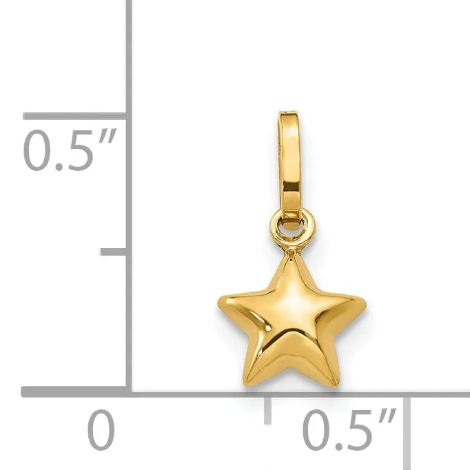 14k Yellow Gold Polished Puffed Star Charm Pendant