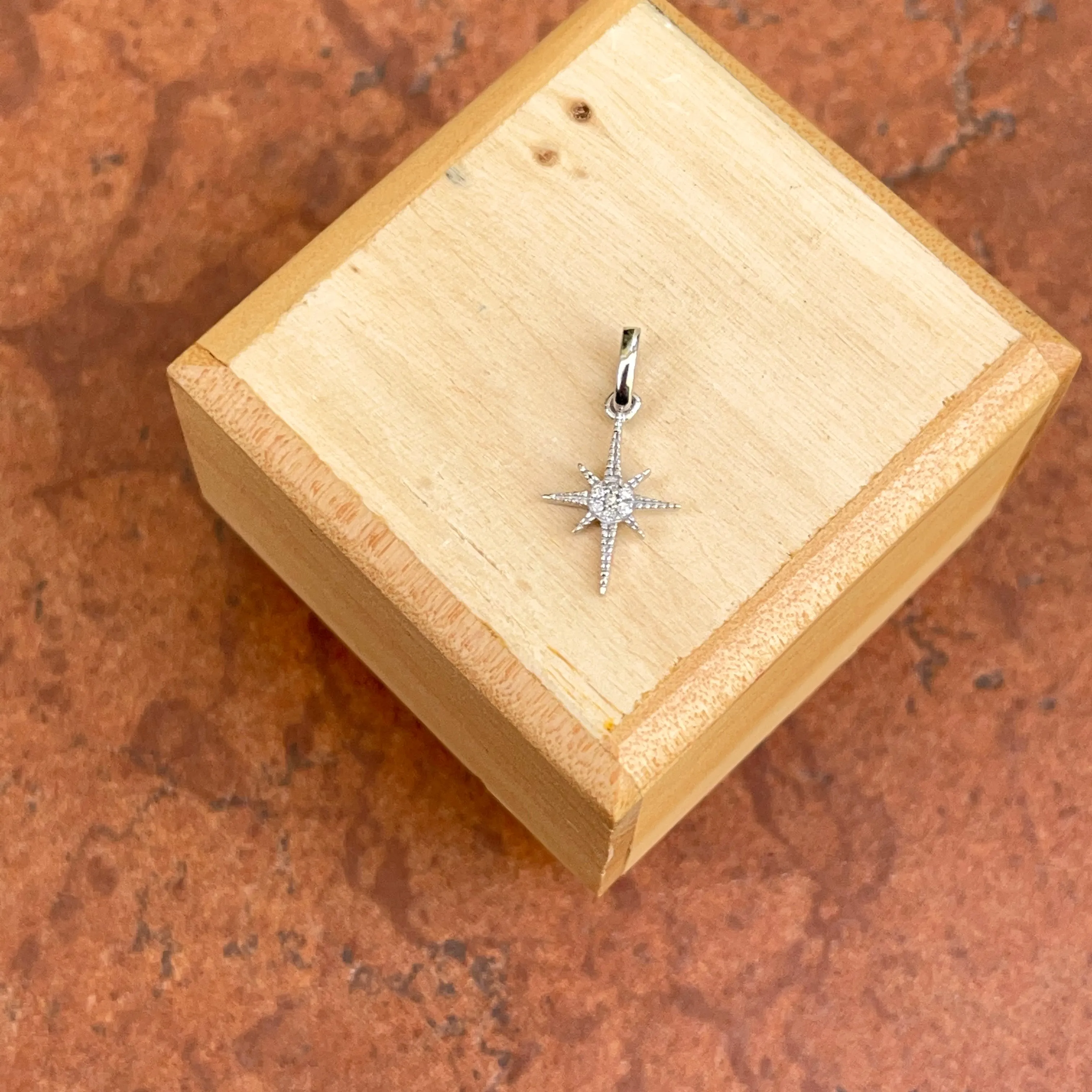 14KT White Gold Diamond North Star Pendant Charm