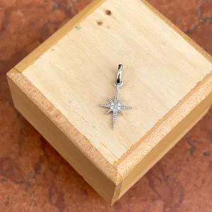14KT White Gold Diamond North Star Pendant Charm