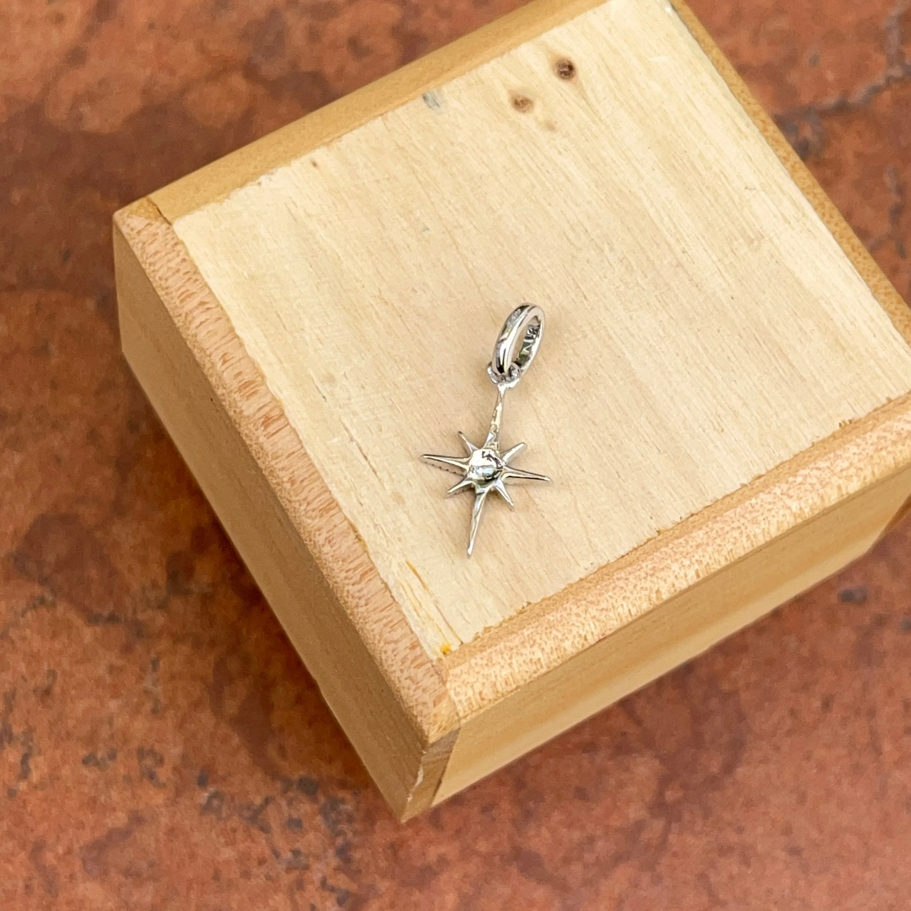 14KT White Gold Diamond North Star Pendant Charm
