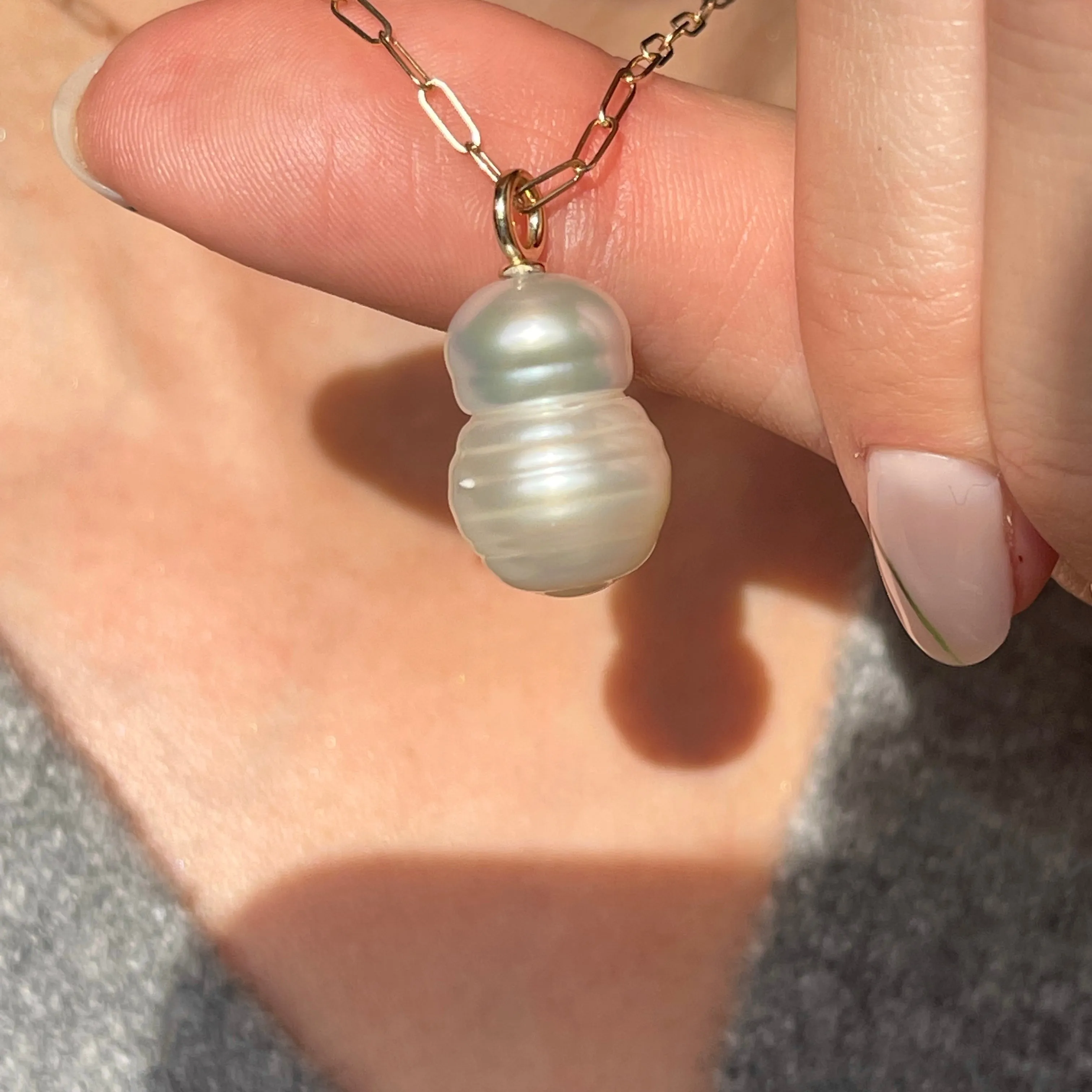 14KT Yellow Gold Paspaley South Sea Pearl Simple Pendant 13mm #11
