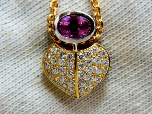 1.50ct Natural Pink Sapphire Diamonds Necklace 18 Karat