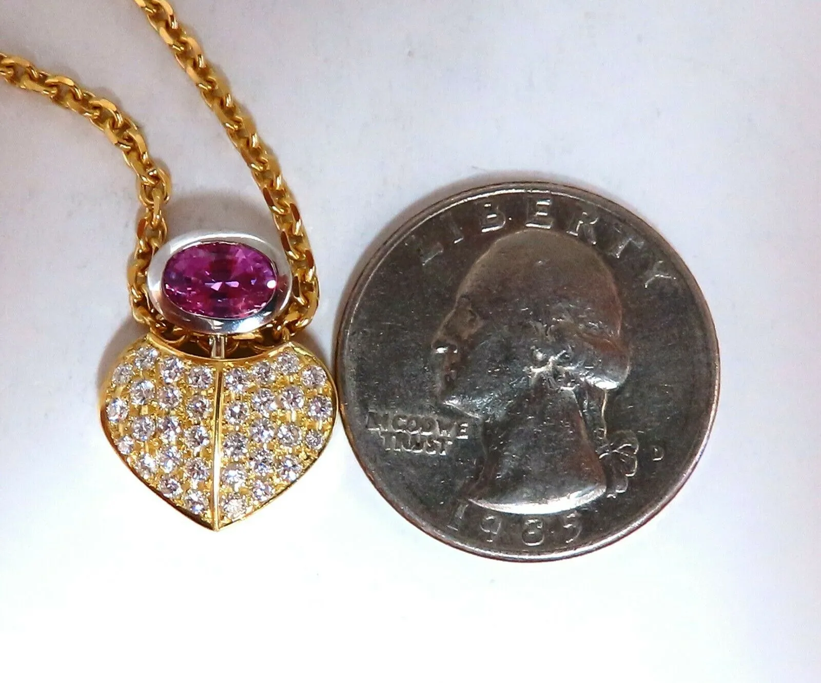 1.50ct Natural Pink Sapphire Diamonds Necklace 18 Karat