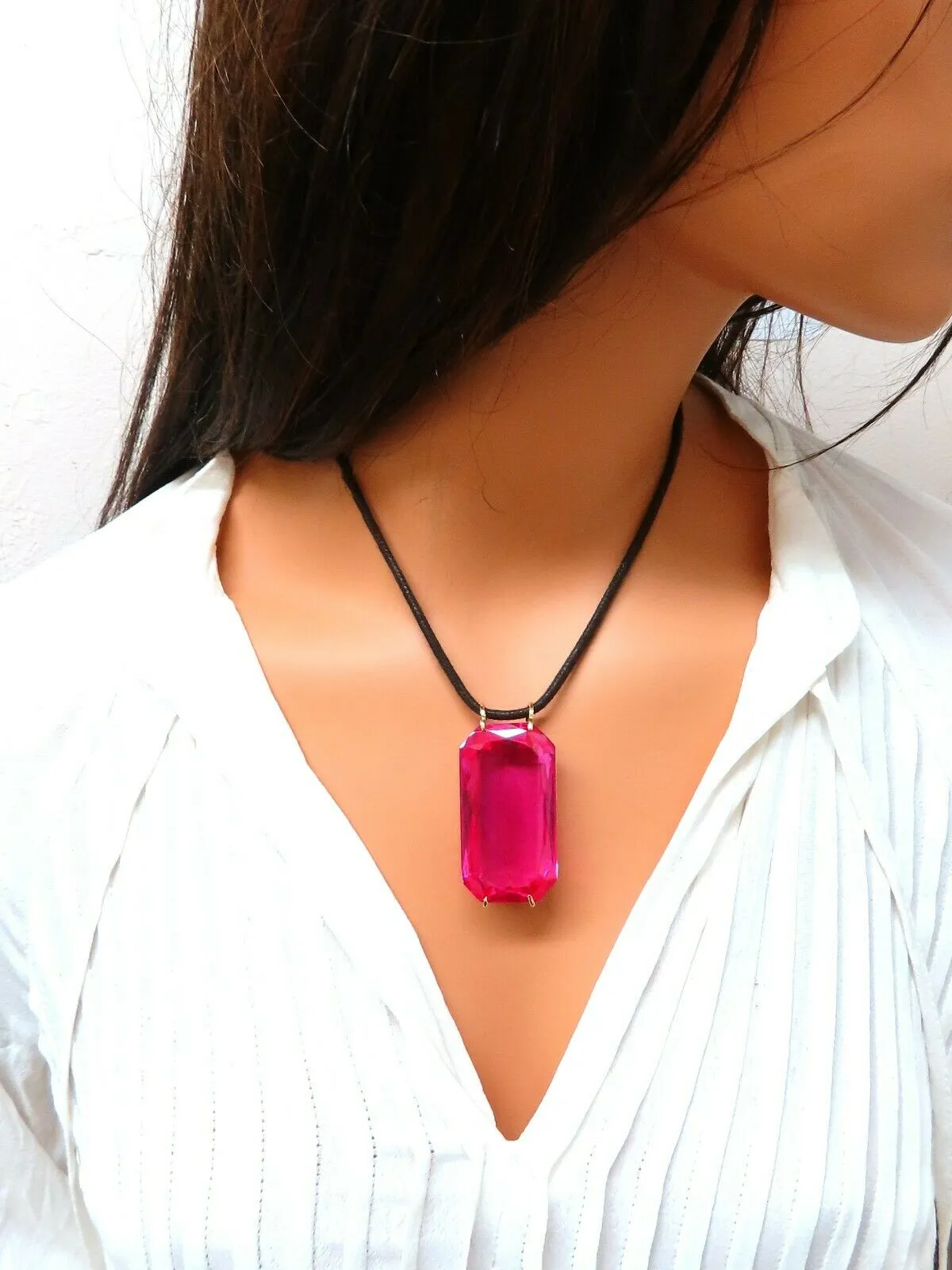 156ct GIA Certified Lab Pink Sapphire necklace 14kt