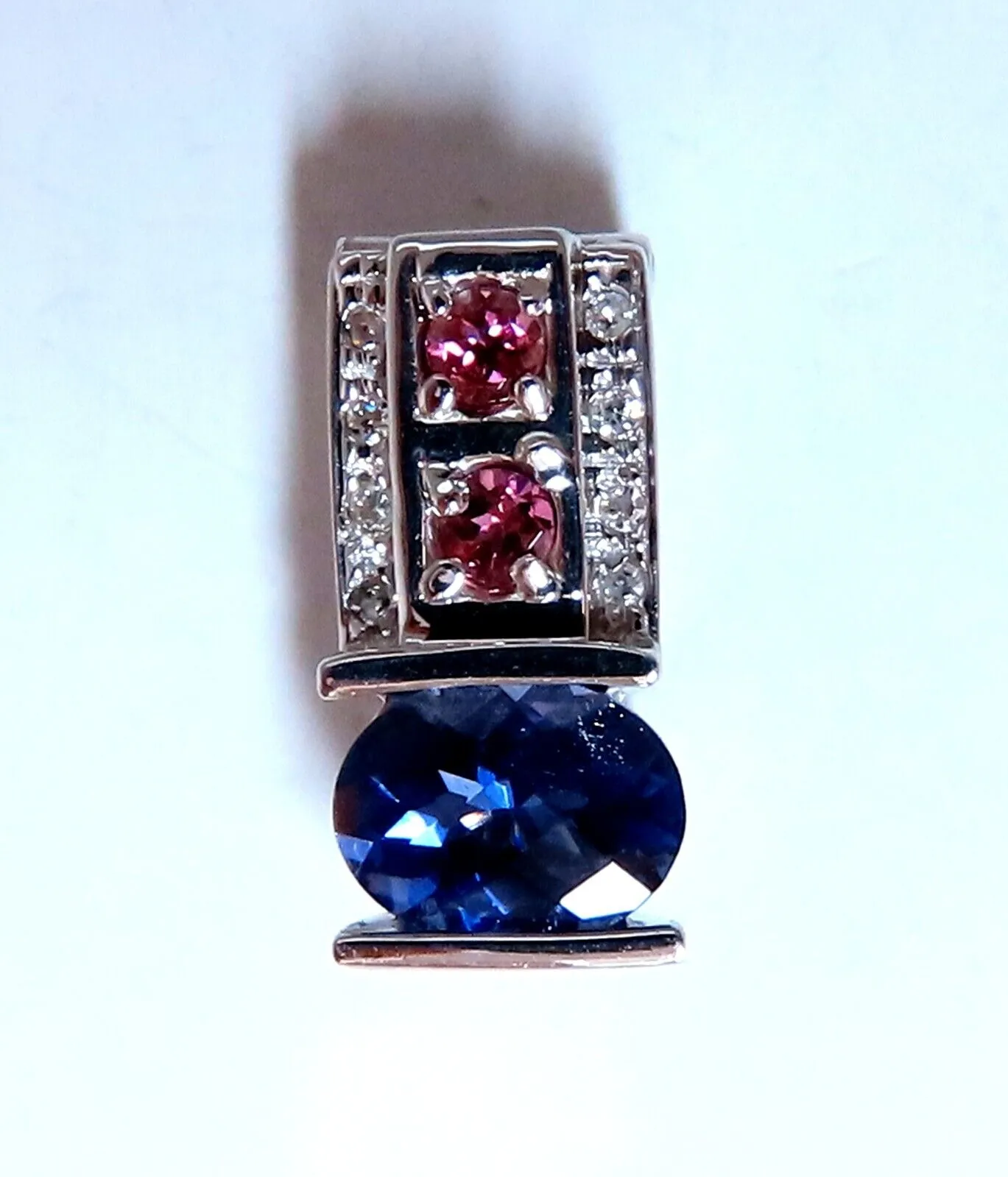 1.70 carat natural tourmaline diamond slide and clip pendant 14kt retractable