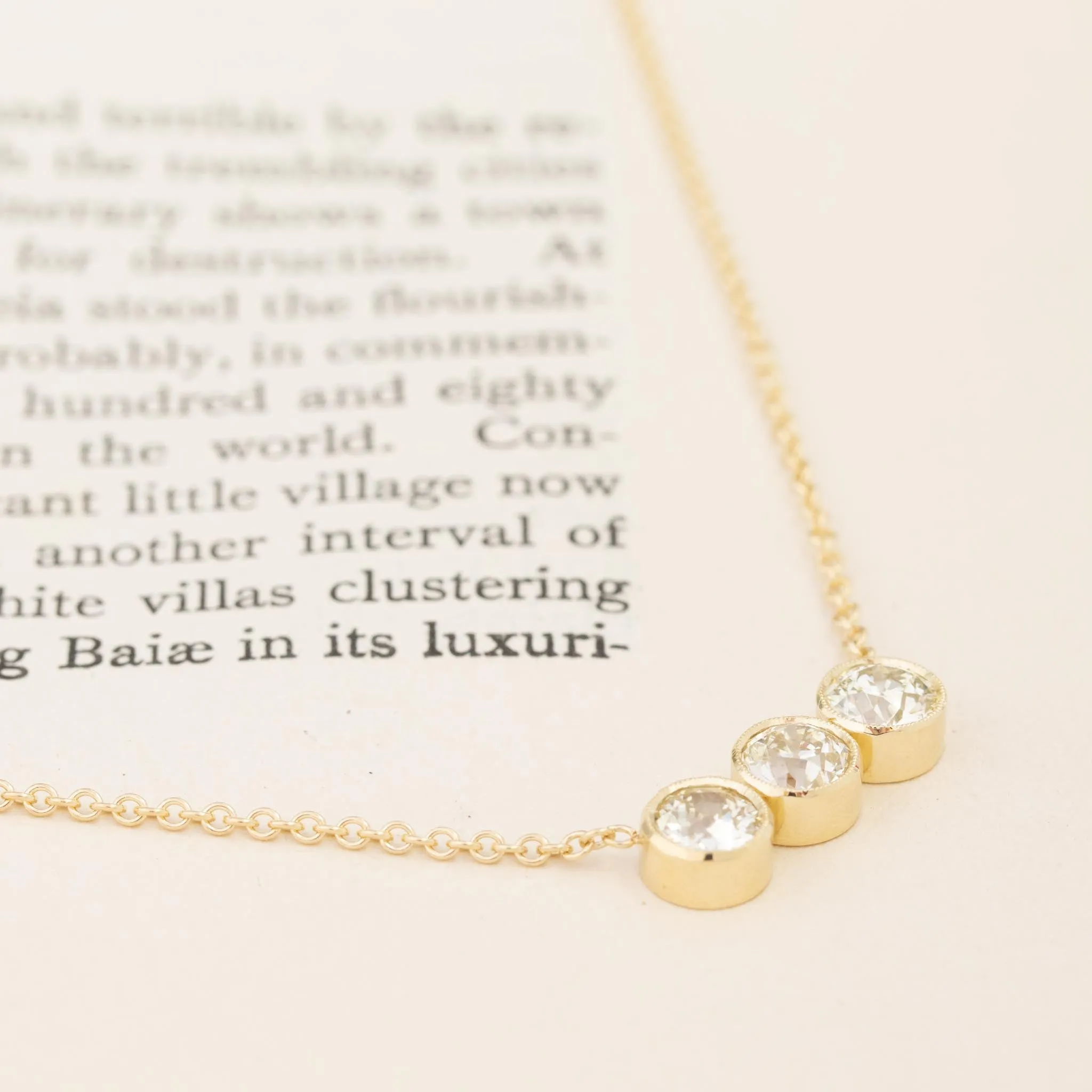 1.74ctw Old European Cut Diamond Trilogy Bezel Pendant