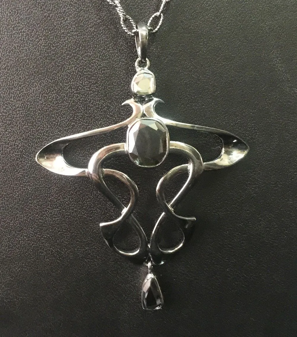 1.79 Ct Black Diamond Solitaire Men's Pendant In 925 Silver. Unique Collection with Great Shine