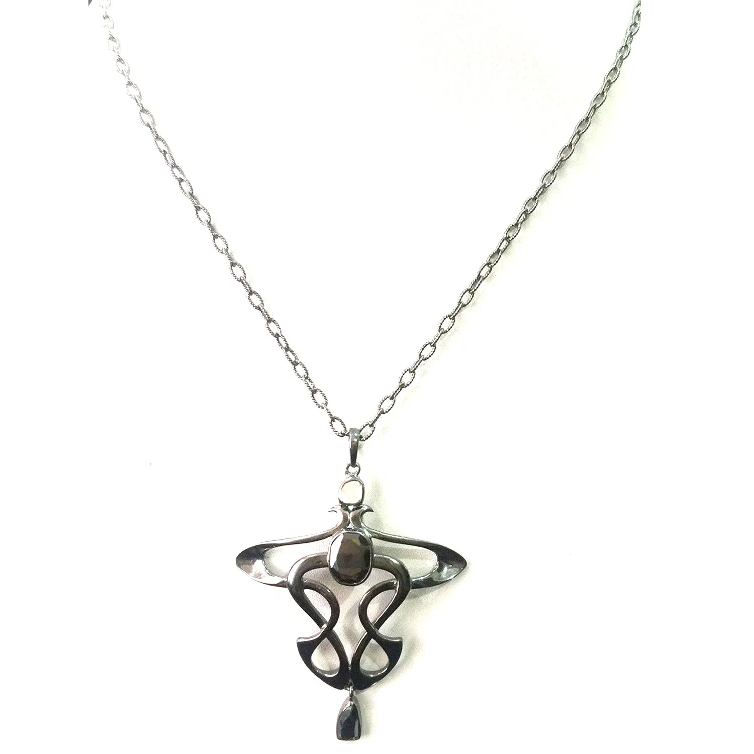 1.79 Ct Black Diamond Solitaire Men's Pendant In 925 Silver. Unique Collection with Great Shine