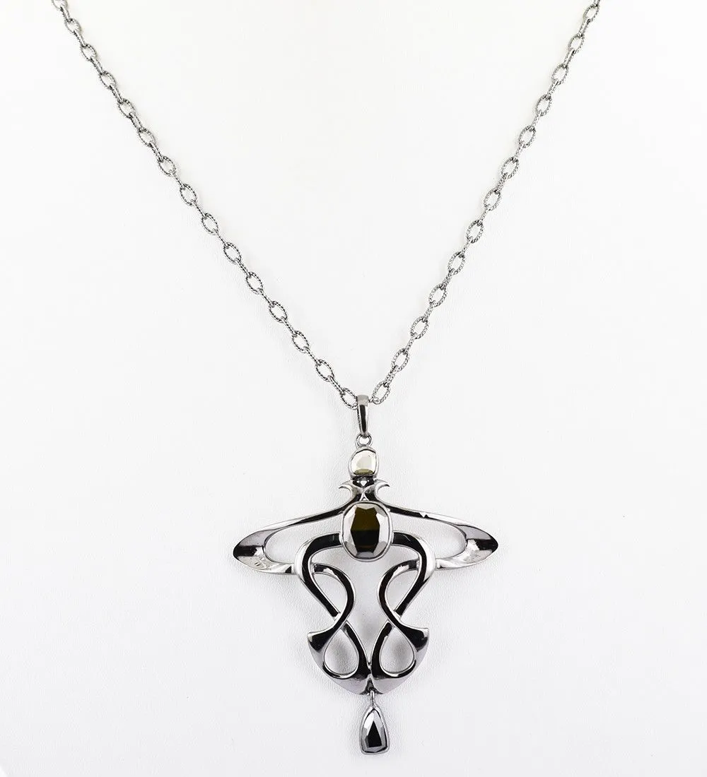 1.79 Ct Black Diamond Solitaire Men's Pendant In 925 Silver. Unique Collection with Great Shine