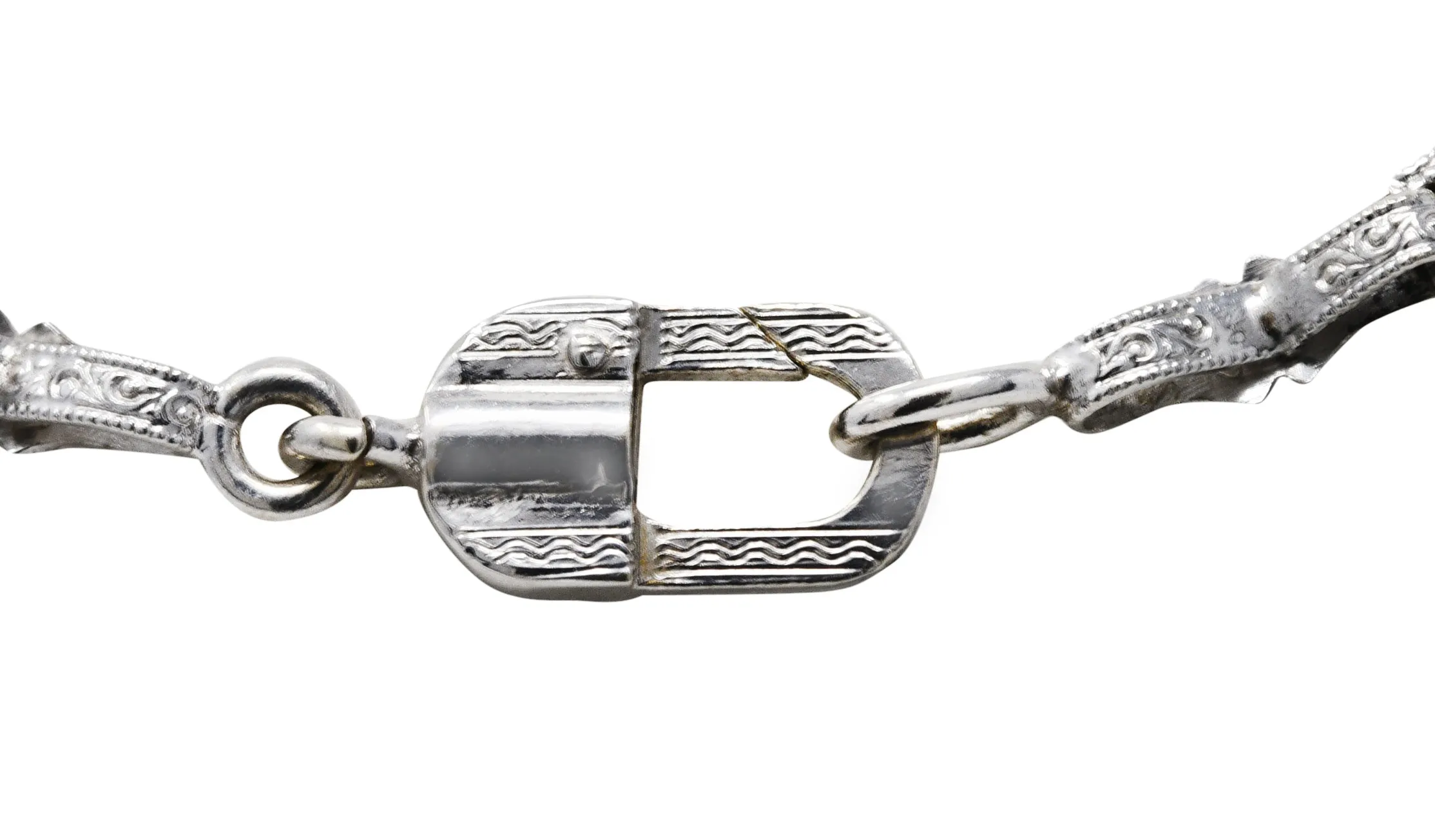 1920's Art Deco Camphor Glass Diamond 14 Karat White Gold Drop Necklace