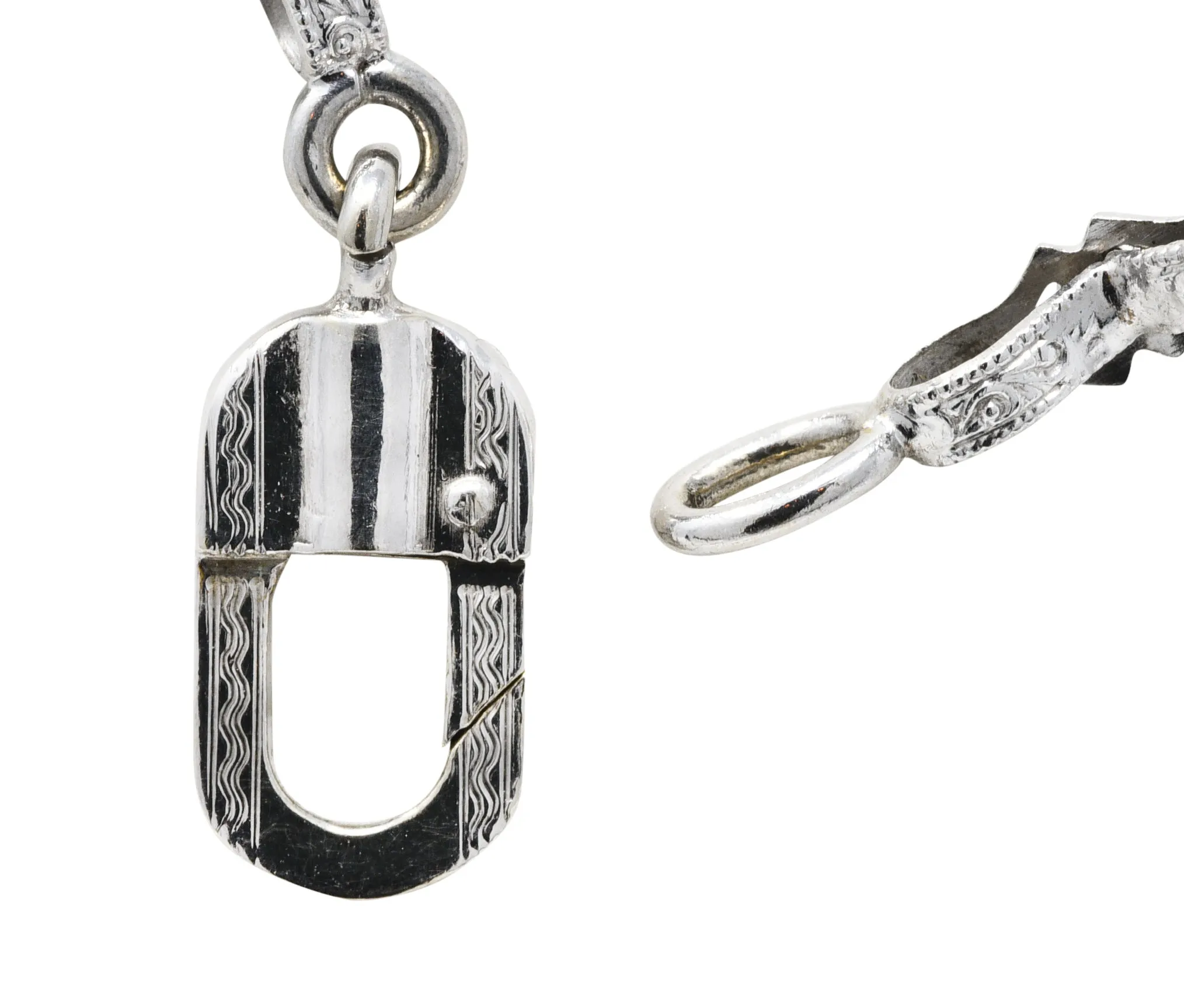 1920's Art Deco Camphor Glass Diamond 14 Karat White Gold Drop Necklace