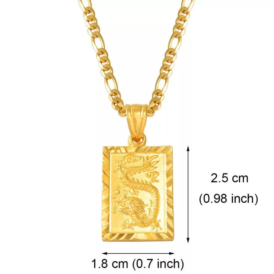 2 piece SET Dragon necklace , 18k gold plated dragon pendant , dragon charm , dragon jewelry ,fantasy necklace men