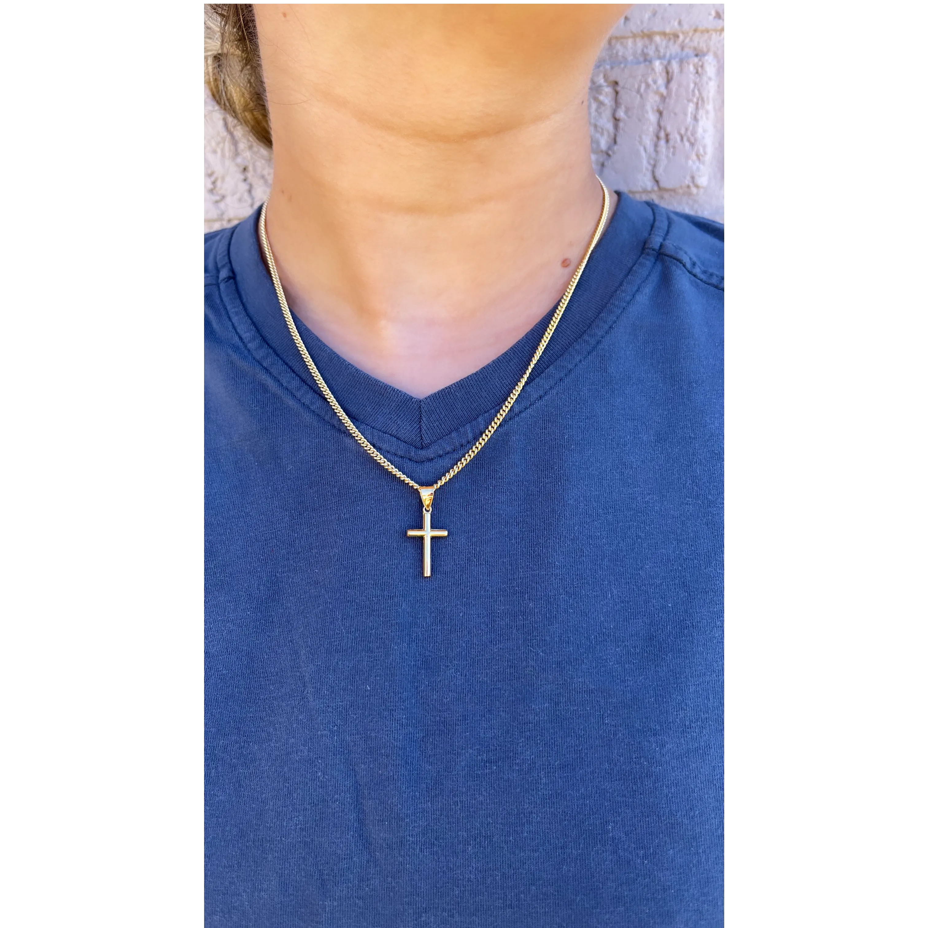 24K Gold Vermeil Dainty Cross Necklace on 18" Chain