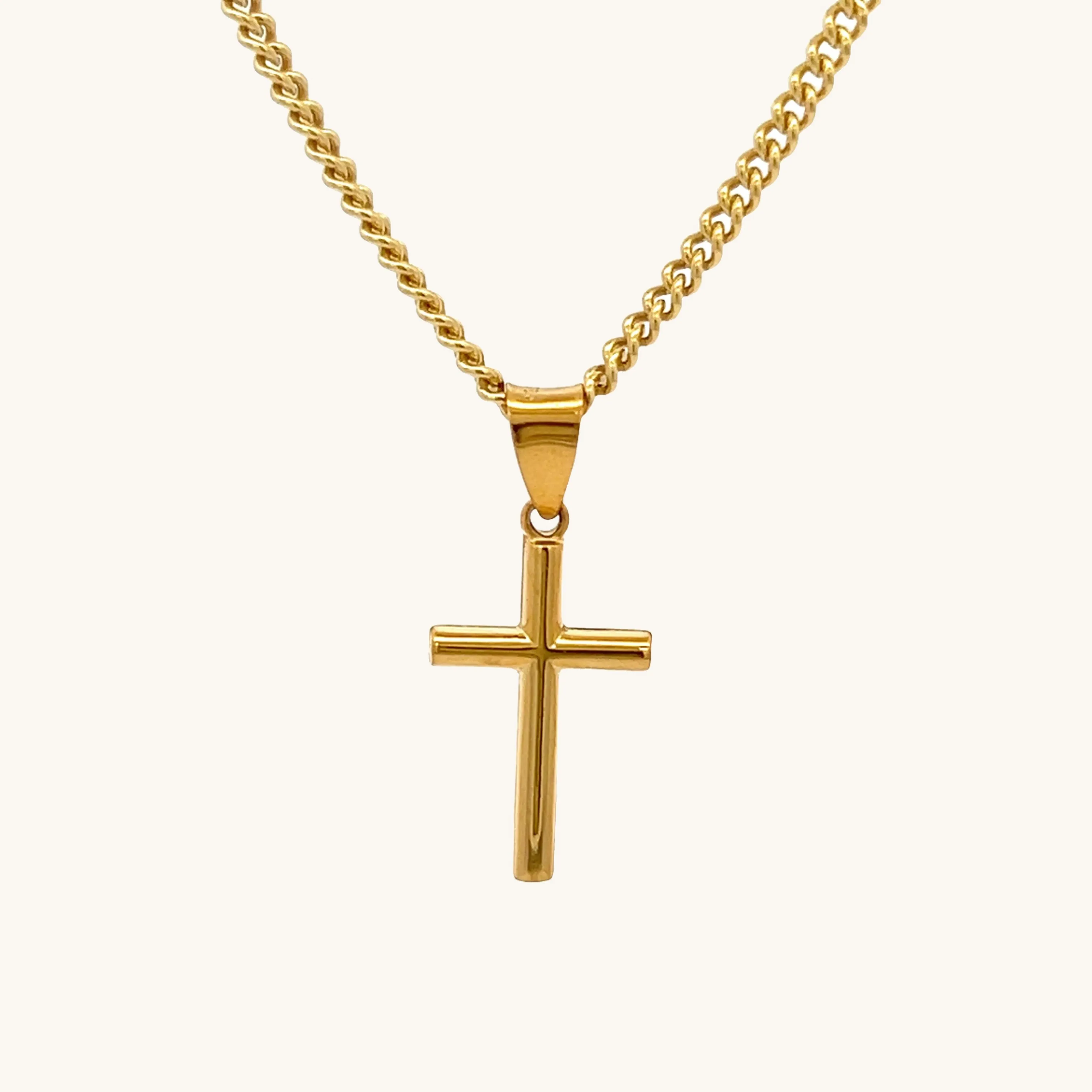 24K Gold Vermeil Dainty Cross Necklace on 18" Chain