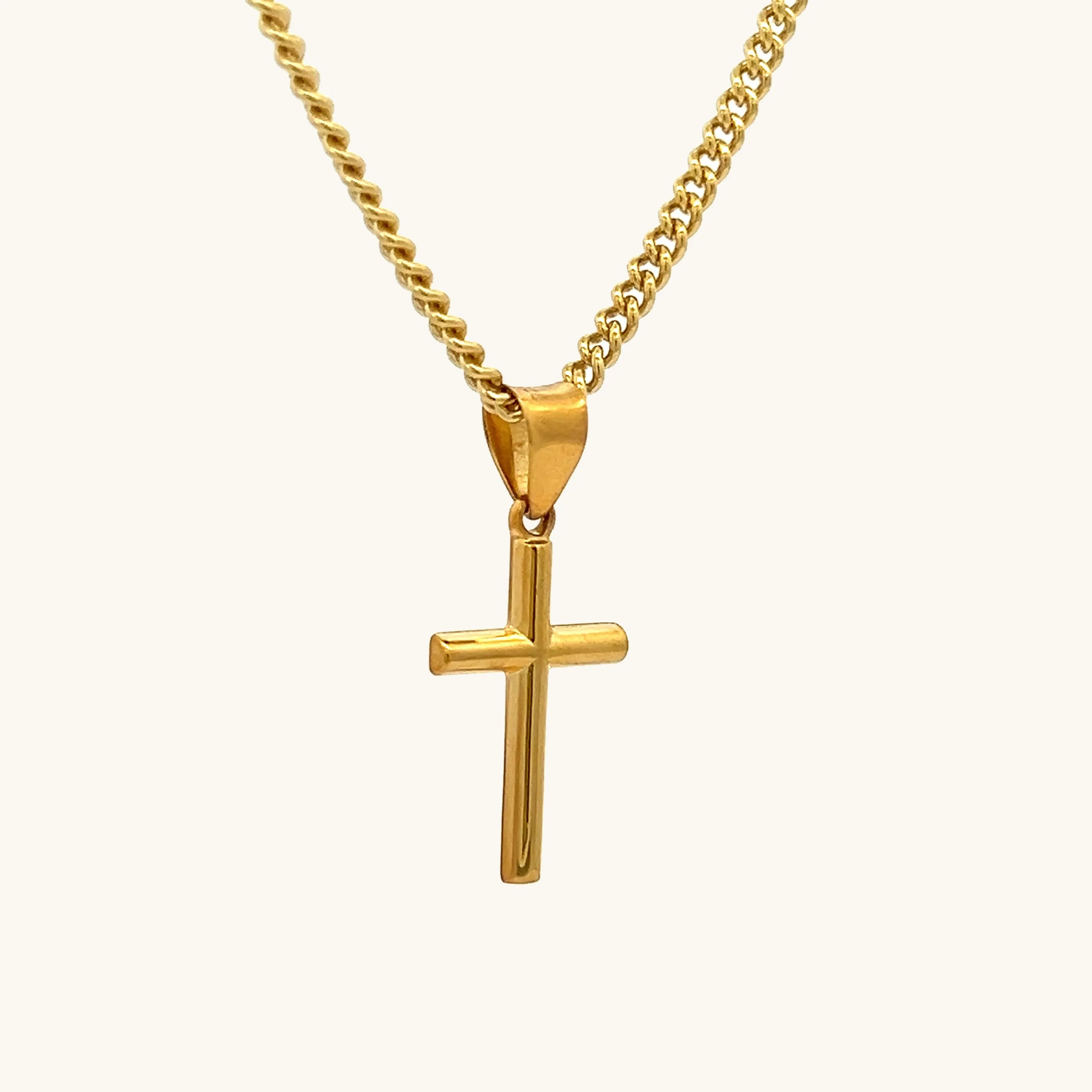 24K Gold Vermeil Dainty Cross Necklace on 18" Chain