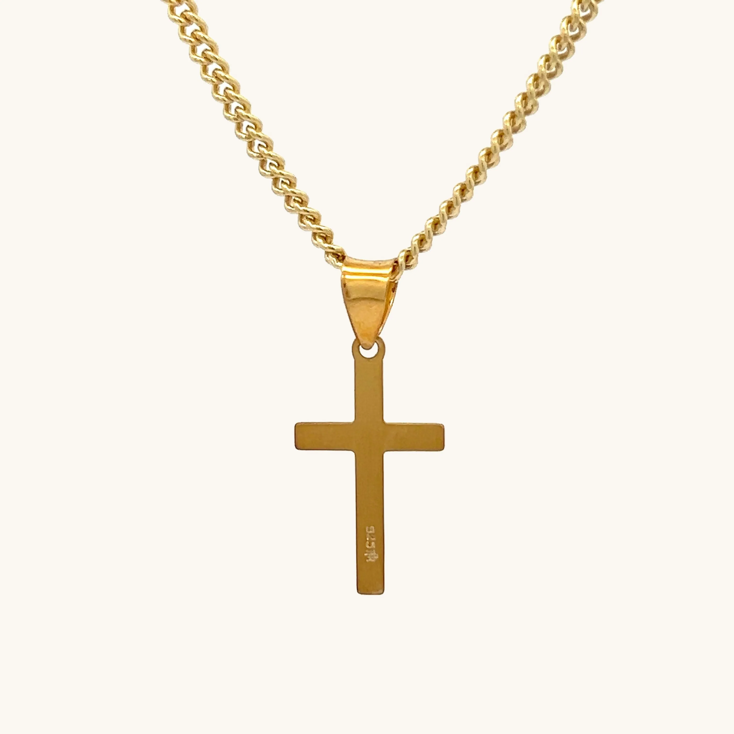 24K Gold Vermeil Dainty Cross Necklace on 18" Chain