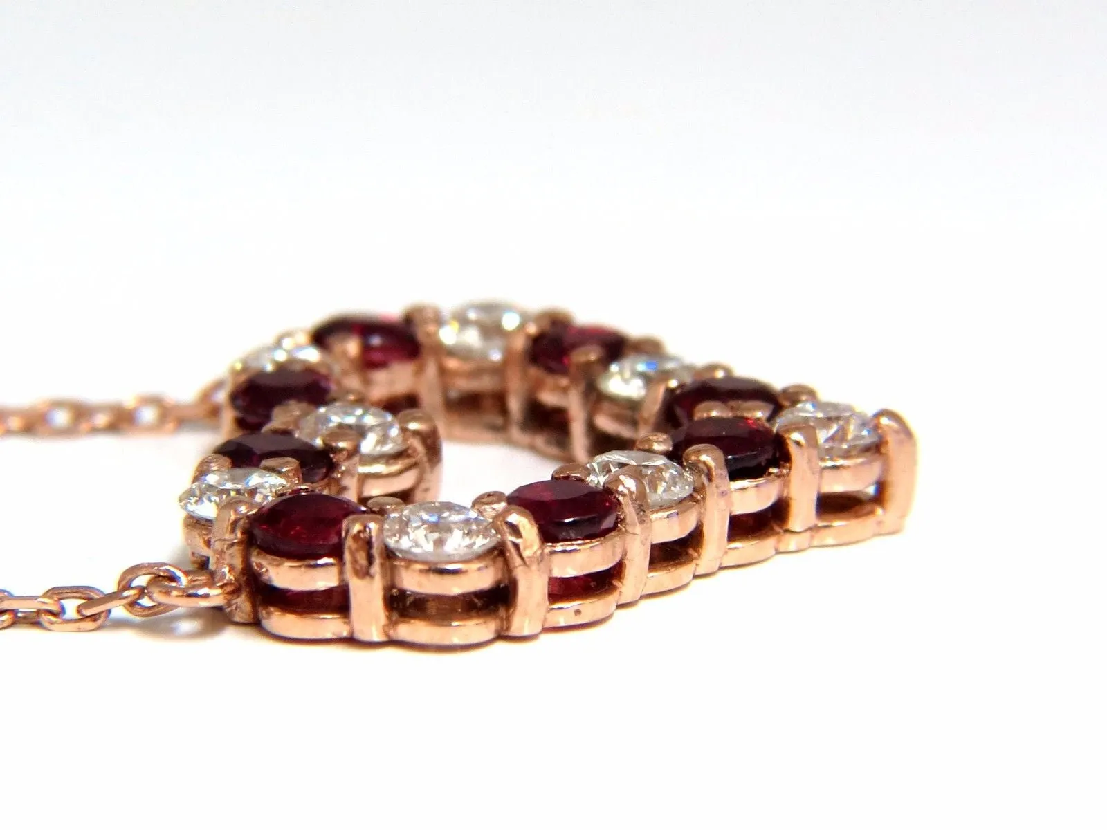 2.58ct natural vivid red ruby diamond heart necklace 14kt
