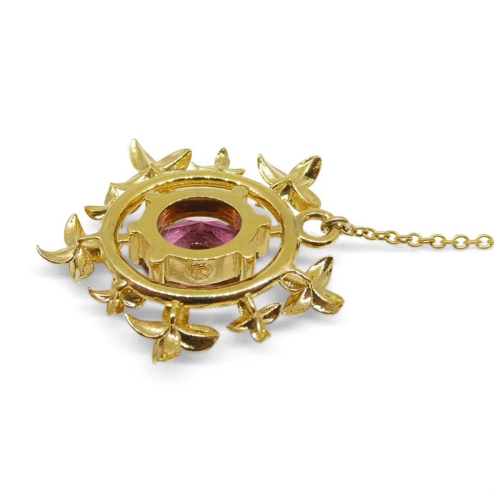 2.91ct Pink Tourmaline, Diamond Pendant set in 14k Yellow Gold, designed by Bella Jang